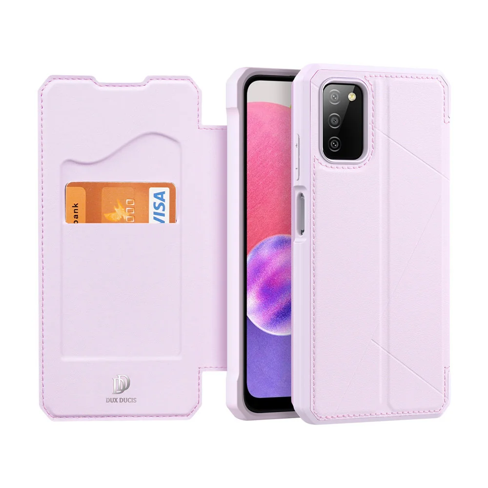 DUX DUCIS Skin X knižkové kožené puzdro na Samsung Galaxy A03s, ružové