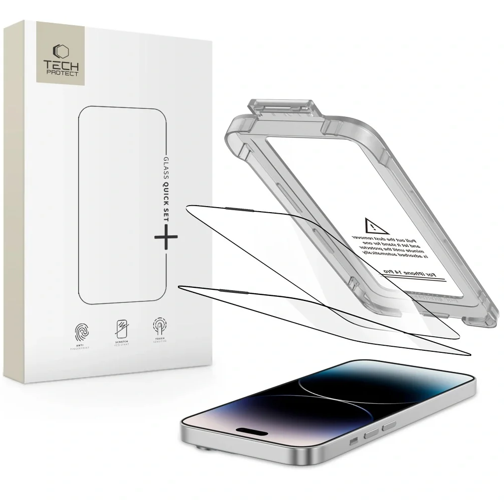 Tech-Protect Quick Set 2x ochranné sklo na iPhone 14 Pro, čierne