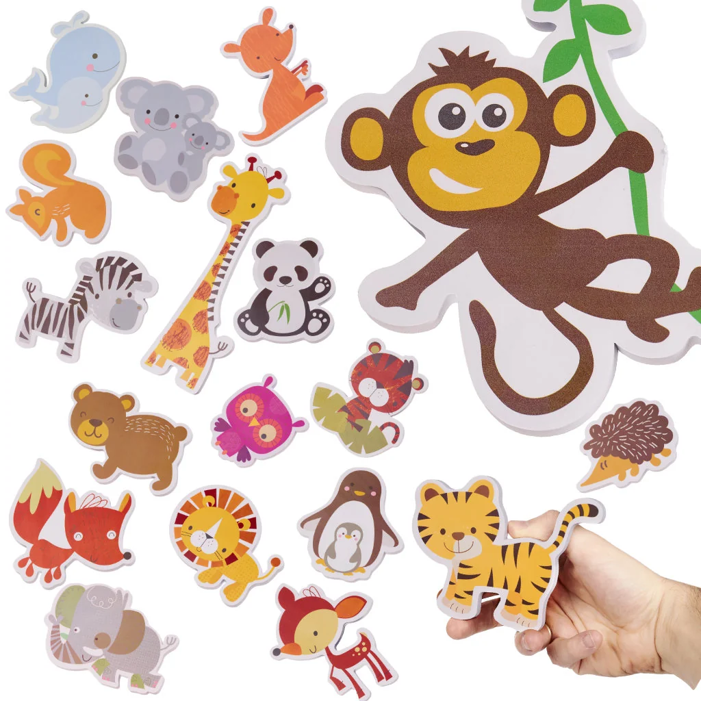 Penové puzzle do kúpeľa – zvieratká, 18 dielov
