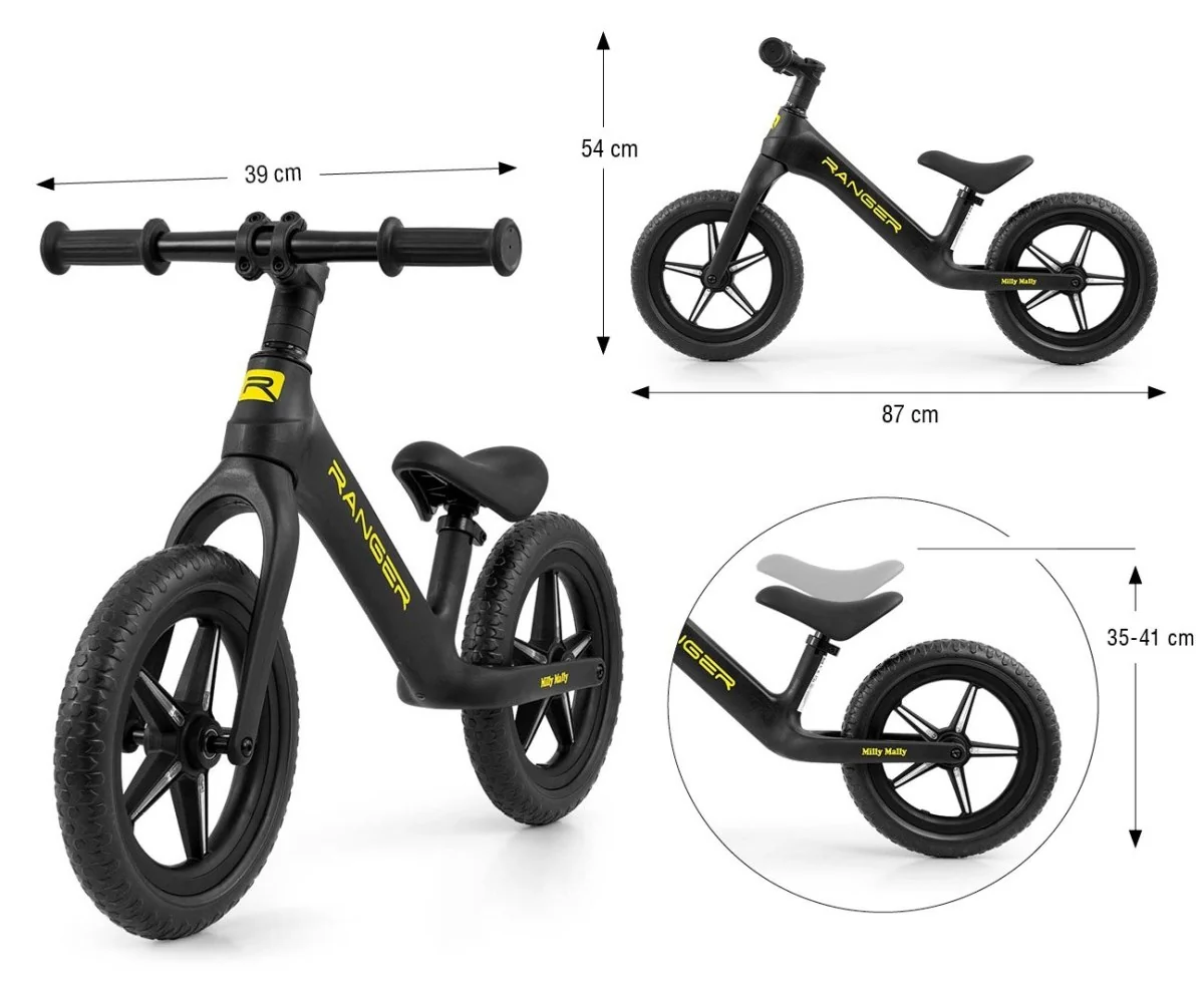 Detské odrážadlo/bicykel Ranger Flash svietiace disky - čierna