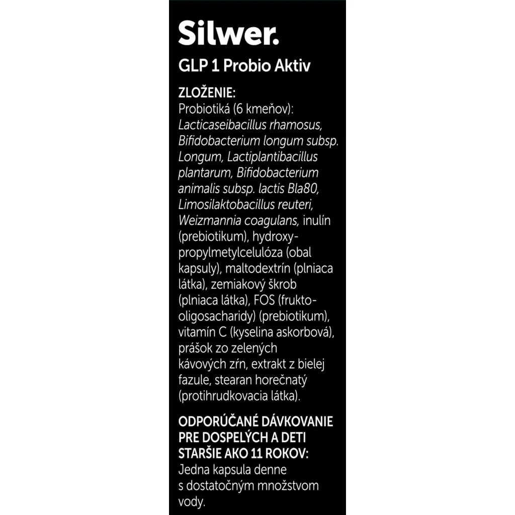 Silwer GLP-1 Probio Aktiv 30 kapsúl. Pocit hladu, regulácia zdravej hmotnosti.