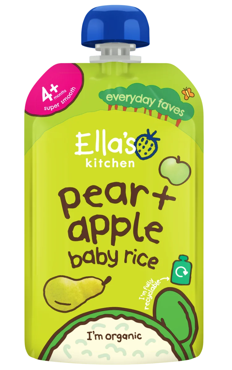 Ella's Kitchen BIO Detská ryža, hruška a jablko 1×120 g, detská výživa