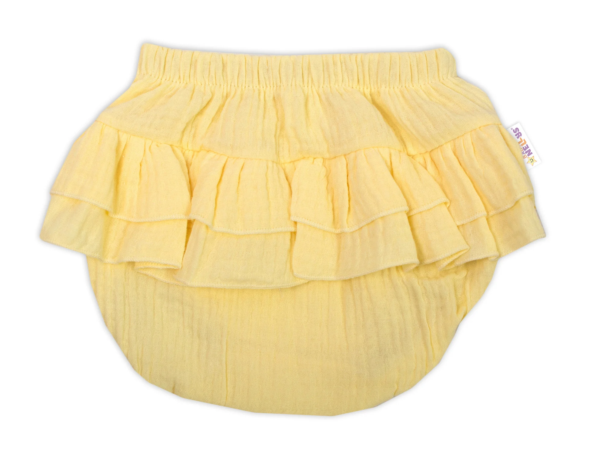 3-dielna mušelínová súpravička, body, kraťasky+čelenka GIRL, žltá