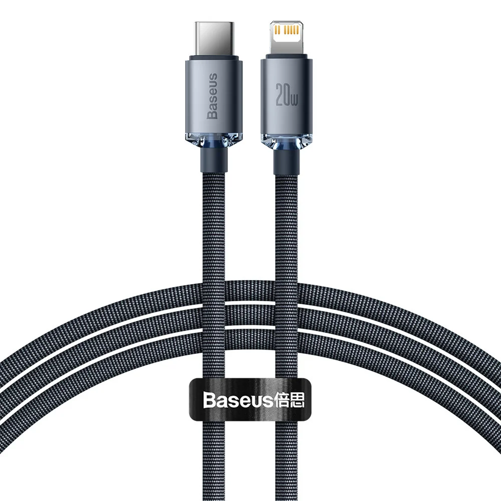 Baseus Crystal Shine kábel USB-C / Lightning 20W 2m, čierny