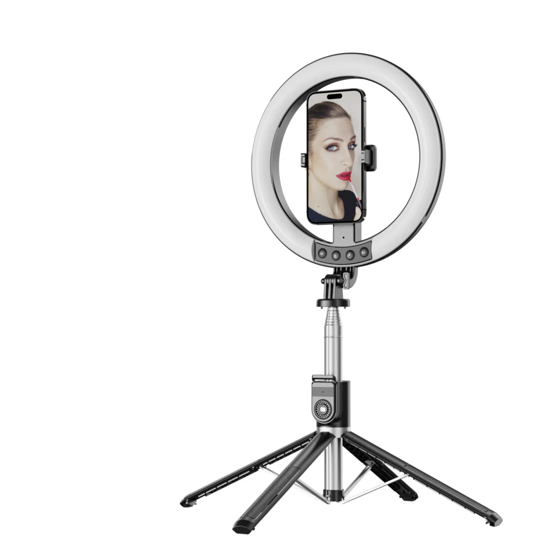 Blavec Aura P55 Selfie kruhové LED svetlo + statív 2.3m, čierne
