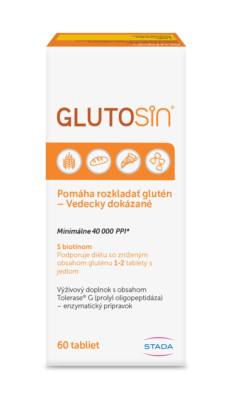 Glutosin 1×60 tbl, výživový doplnok na trávenie gluténu