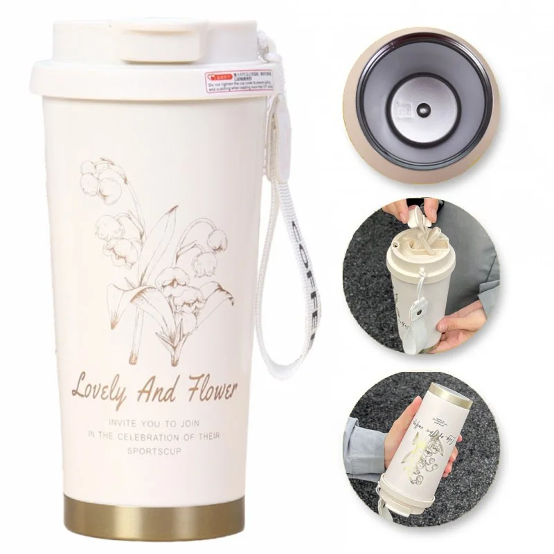 Livefy termohrnček Lovely Flower 550ml, béžový