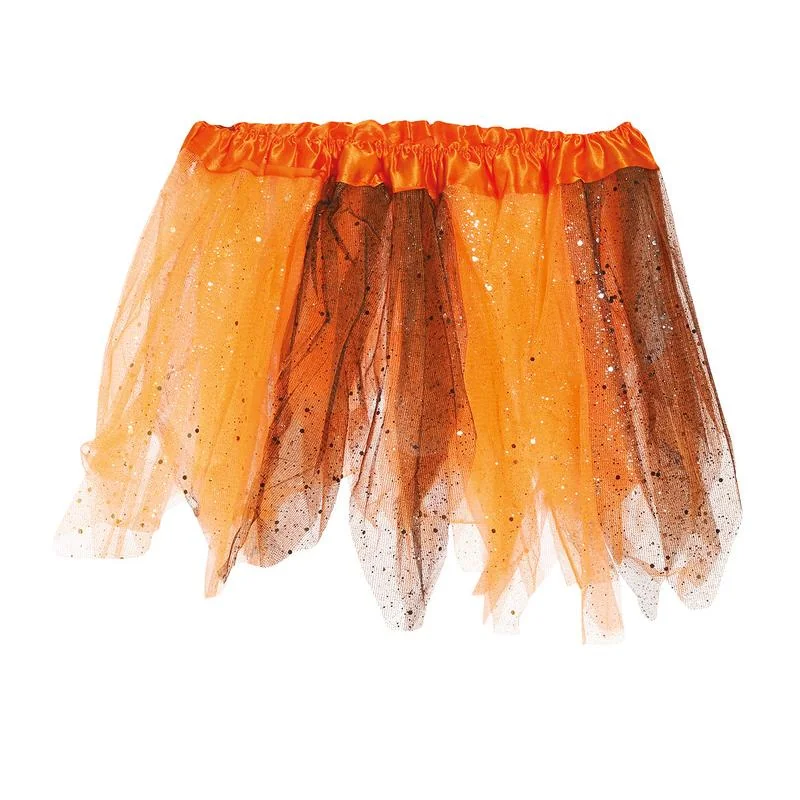 Guirca Detská tutu sukňa oranžovo-čierna trblietavá 30cm