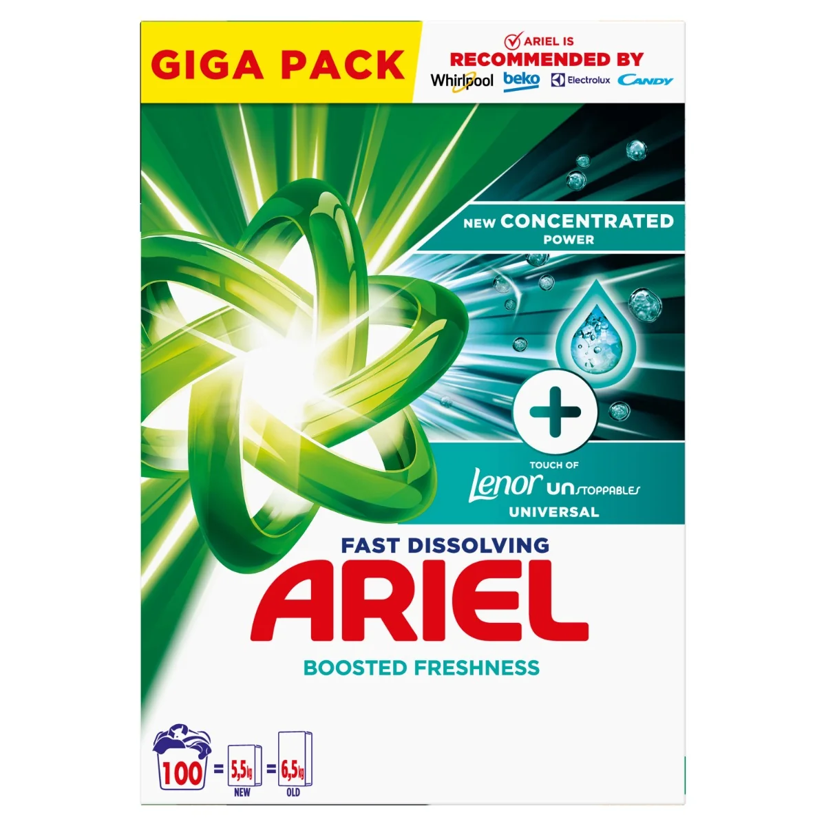 Ariel Prášok 5.5kg / 100PD Lenor Unstoppables 1×5,5 kg, prášok na pranie