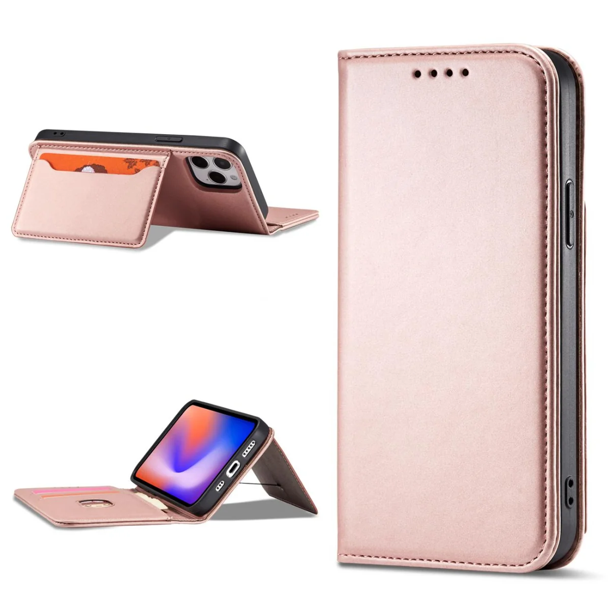 MG Magnet Card knižkové kožené puzdro na Samsung Galaxy S22 Ultra, ružové ové