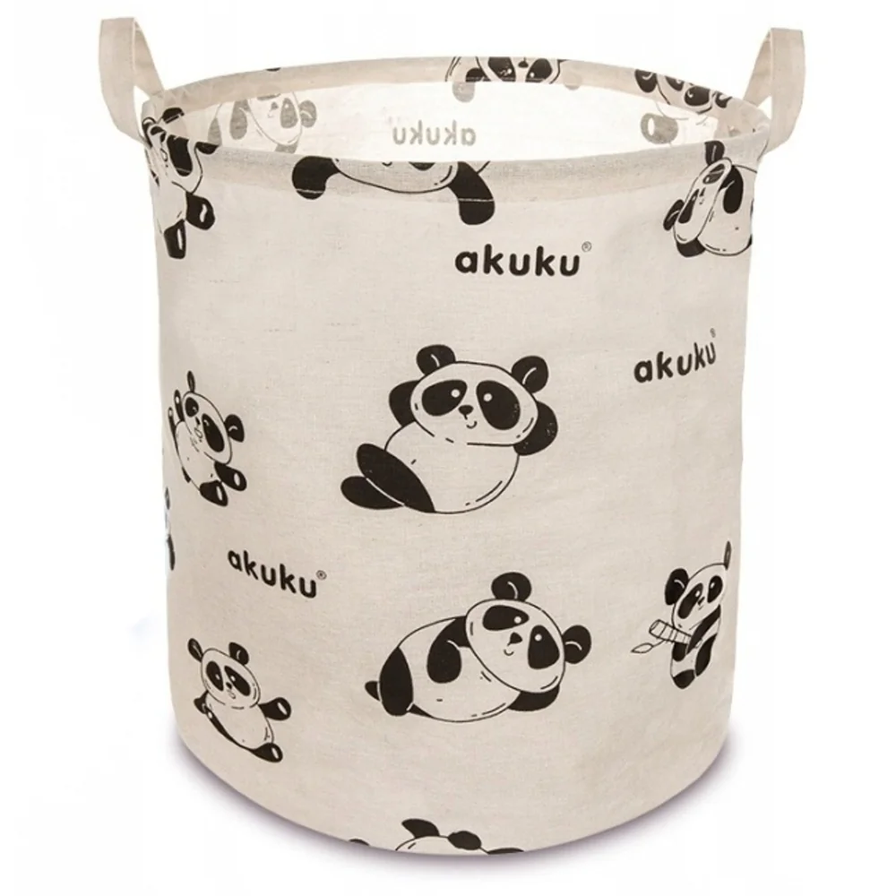 Kôš na hračky, uzatvárateľný, bavlna, Panda - béžový, 43L