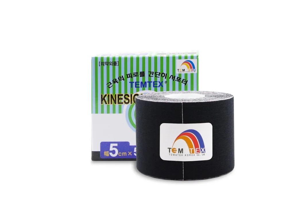 Temtex kinesio tape Classic, čierna tejpovacia páska 5cm x 5m 1×1 ks, tejpovacia páska