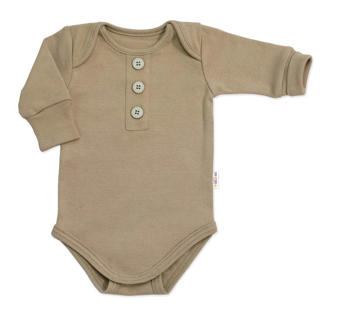 Rastúce body NATURE, dlhý rukáv s gombíkmi, bavlna, fango, 68/74 