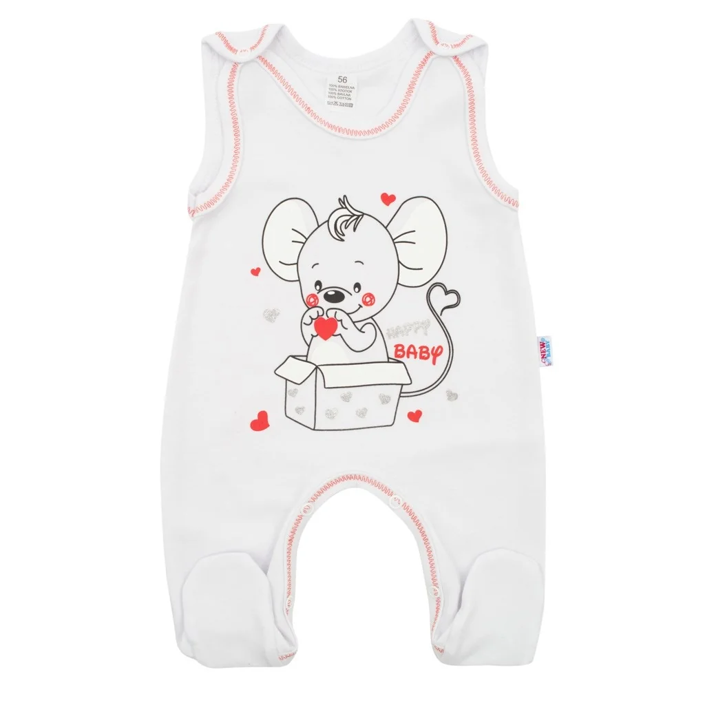 Dojčenské dupačky   Mouse biele, vel. 86 (12-18m)