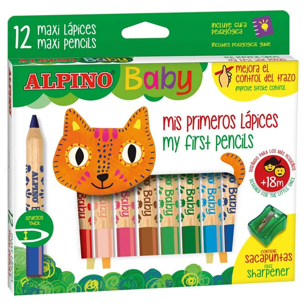 ALPINO Farebné detské ceruzky Alpino Baby 12ks 1×1 set, farebné ceruzky