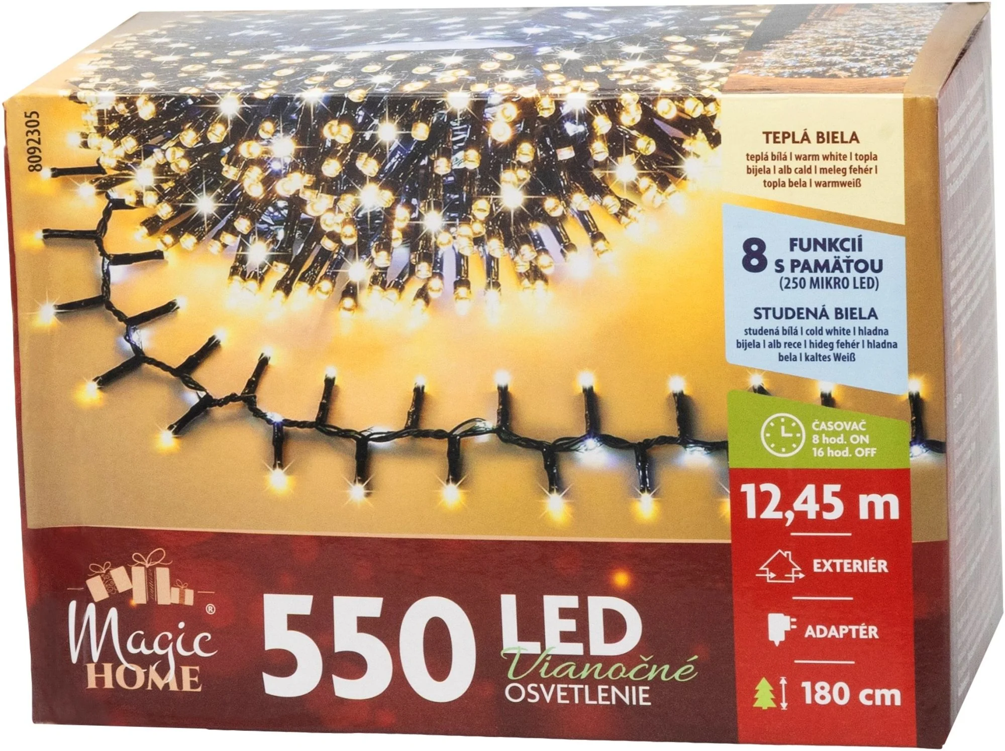 MagicHome LED reťaz, 1 ks 550 LED teplá/studená biela, stále svetlo, IP44, 12,45 m