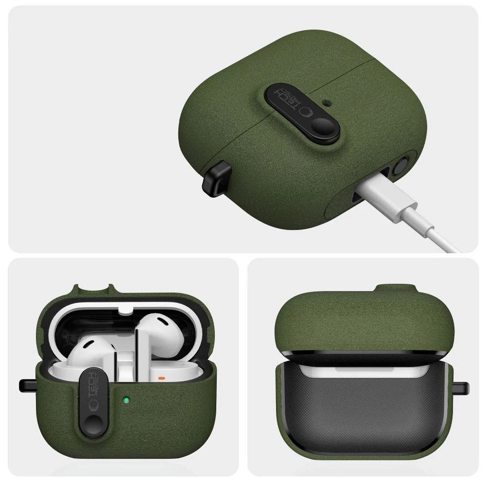 Tech-Protect Slim Hook puzdro na Samsung Galaxy Buds 3 / 3 FE / 3 Pro, zelené zelené