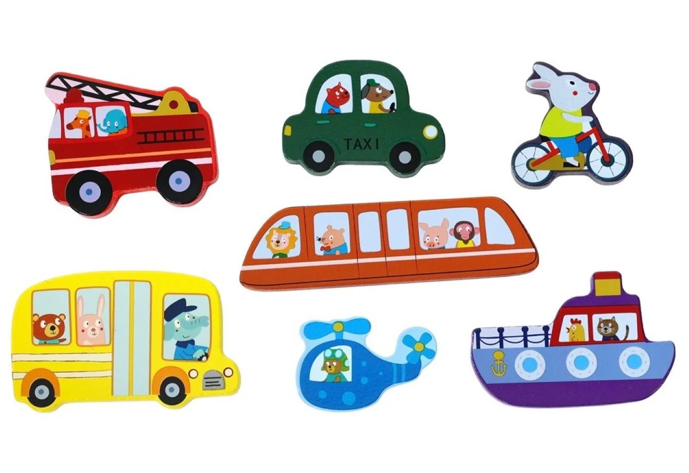 2Kids Toys Drevené puzzle Dopravné prostriedky prepojiteľné