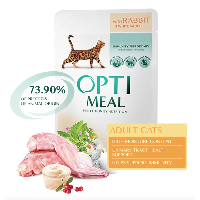 OPTIMEAL™ Superpremium kapsička pre mačky s králikom v bielej omáčke 85 g (5476)