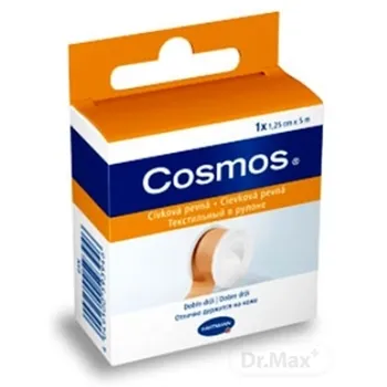 COSMOS Cievková pevná 1×1 ks, (PLAST) náplasť fixačná z textilnej tkaniny (1,25cmx5m)