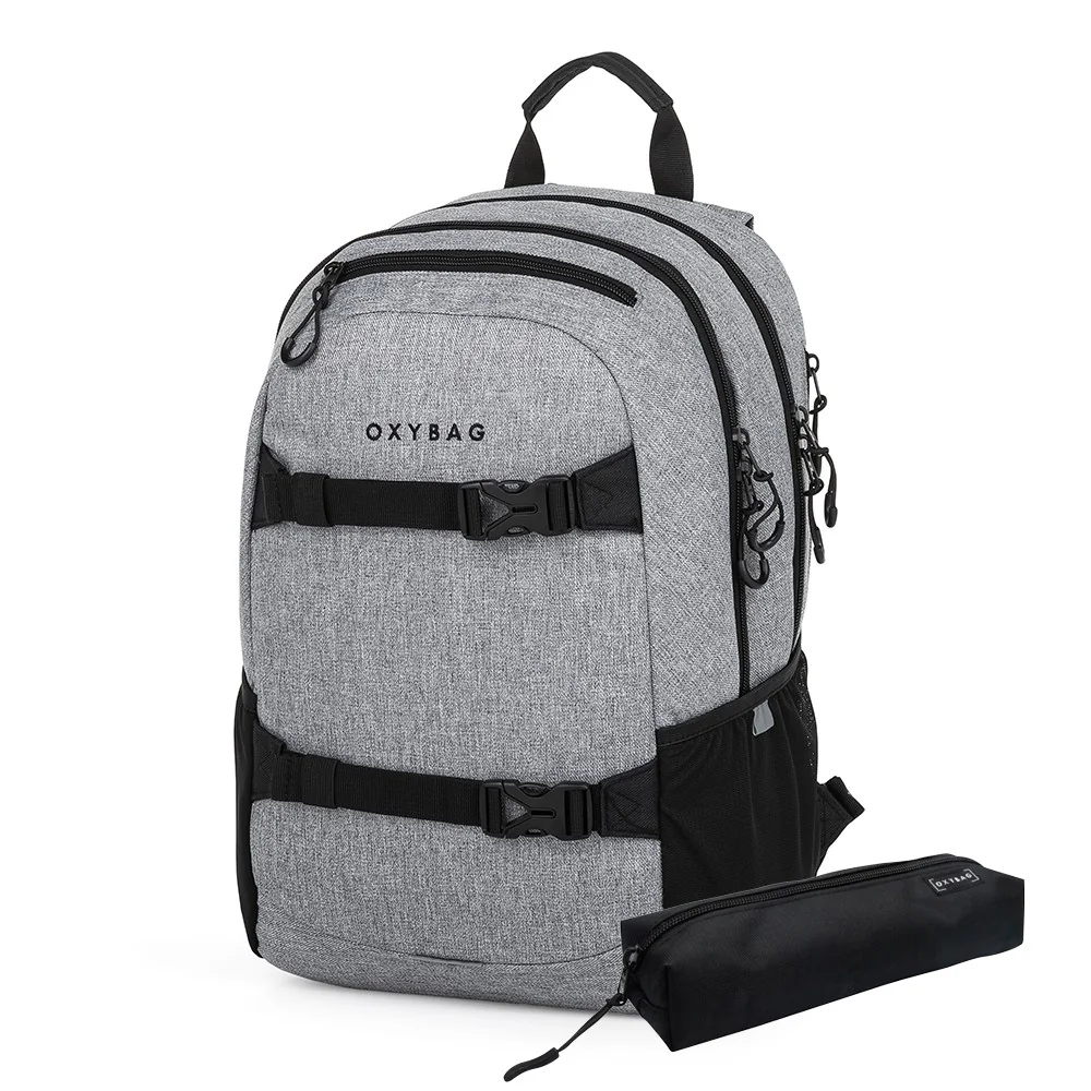 Študentský batoh s peračníkom OXY Sport Grey Melange Sivý melír