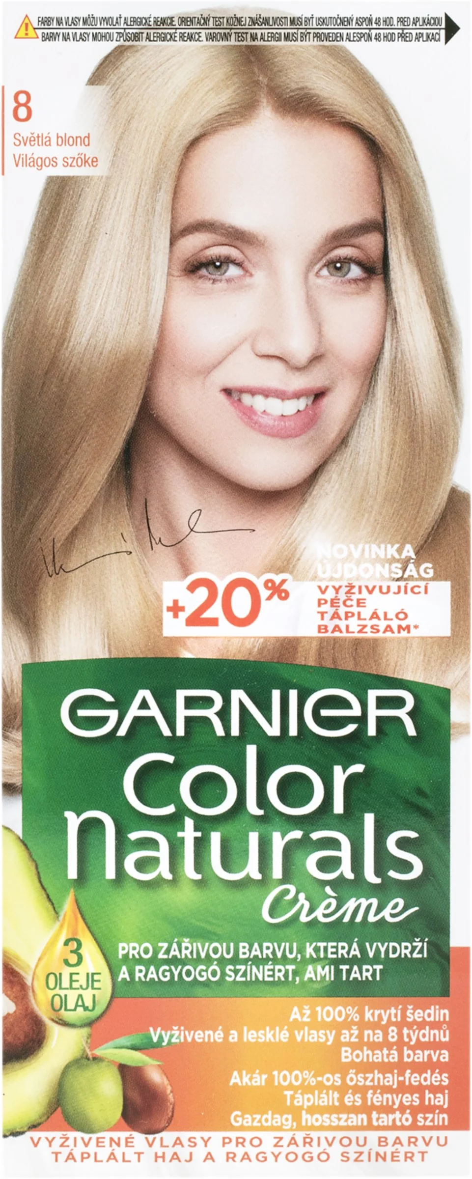 Garnier Color Naturals permanentná farba na vlasy 8.0 Svetlá blond 1×1 kus, farba na vlasy