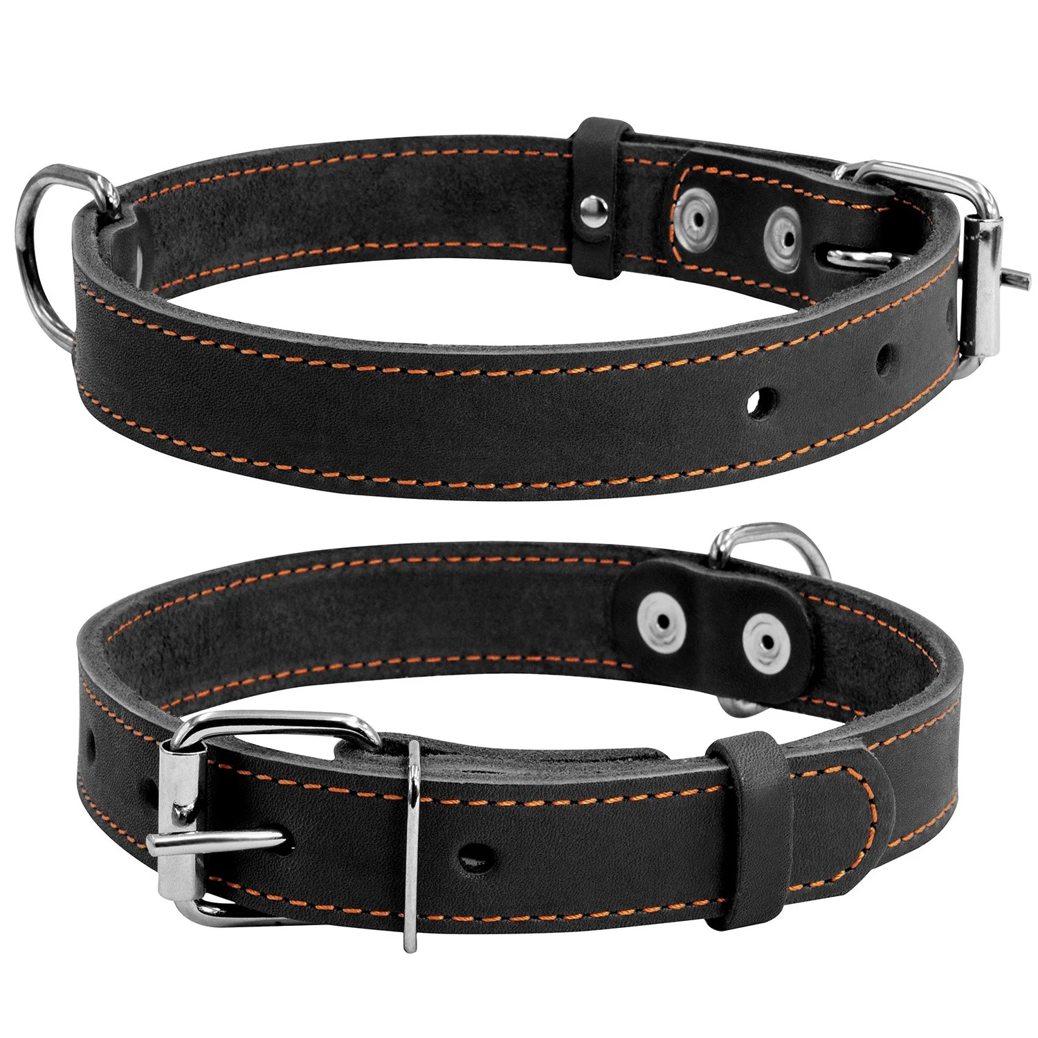 Kožený obojok čierny, Obvod krku: dĺžka: 22-30cm, širka: 10mm