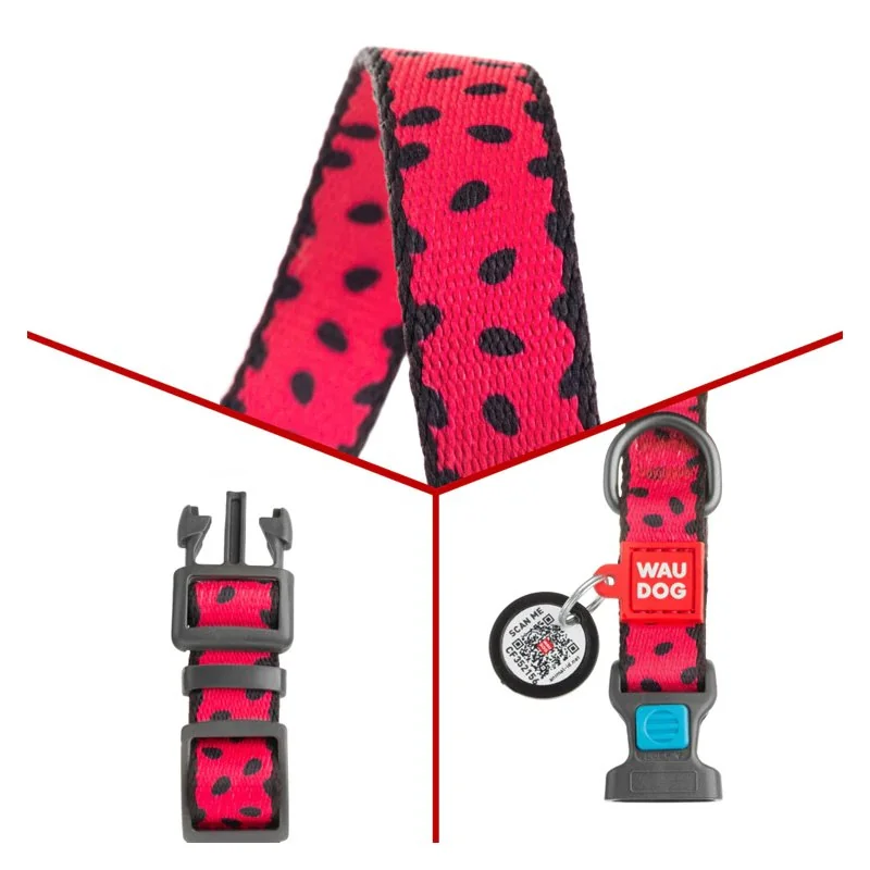 Nylonový obojok s QR kódom melónový, Varianta: S