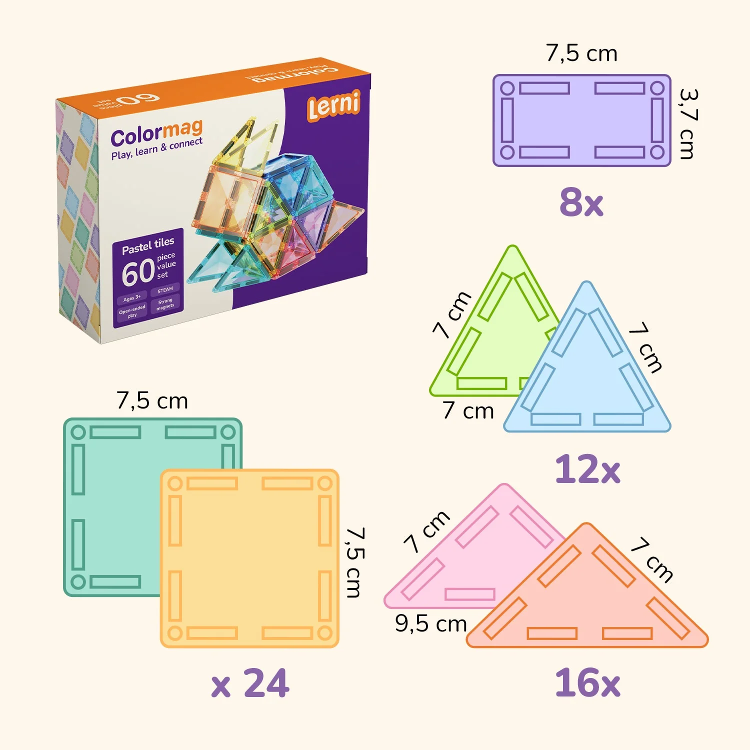 Magnetická stavebnice COLORMAG Start - pastel