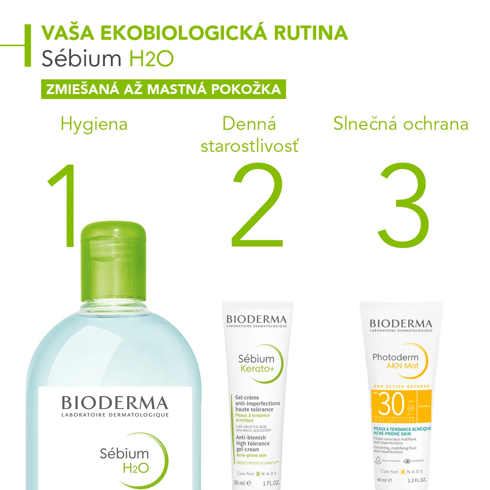 BIODERMA Sébium H2O micelárna voda na mastnú pleť a akné 1×500 ml, micelárna voda