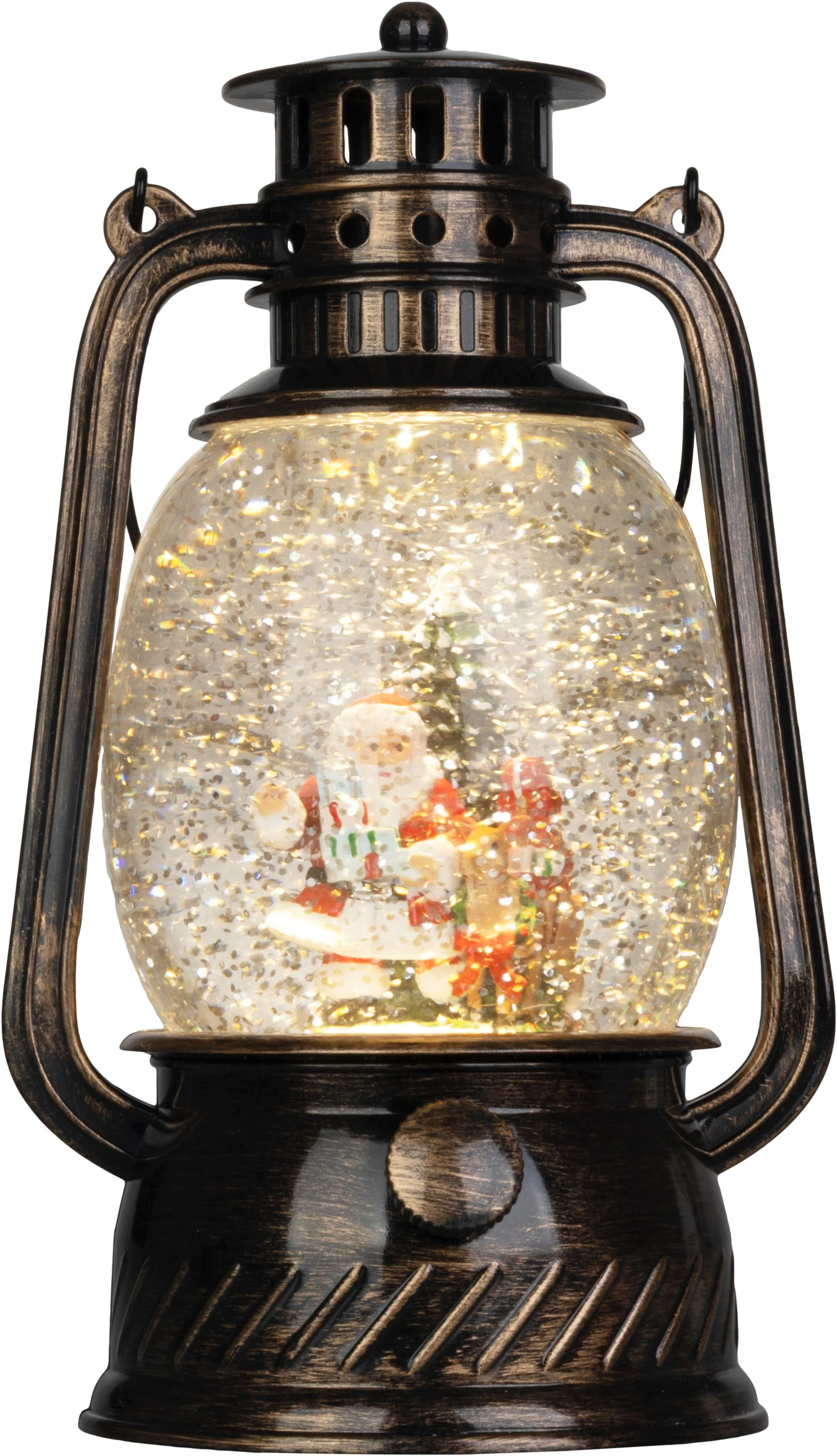 MagicHome vianočný LED lampáš Santa, 1 ks Plast, čierny, 1 LED teplá biela, 12x10x20.5 cm, 3xAA