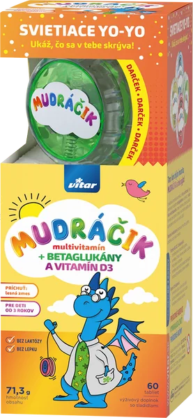 MUDRAČIK multivitamín s betáglukánmi a D3 s YO-YO 1×60 tbl, výživový doplnok