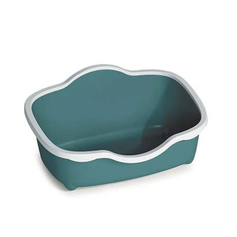 STEFANPLAST Chic Open 56x38,5x26cm toaleta pre mačky s odnímateľným okrajom biela/ tmavo zelená 