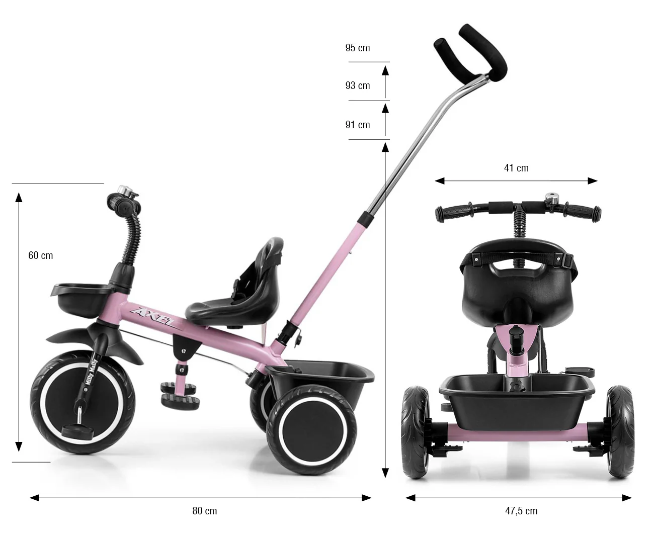 Detská trojkolka Milly Mally Axel pink , 20C59513