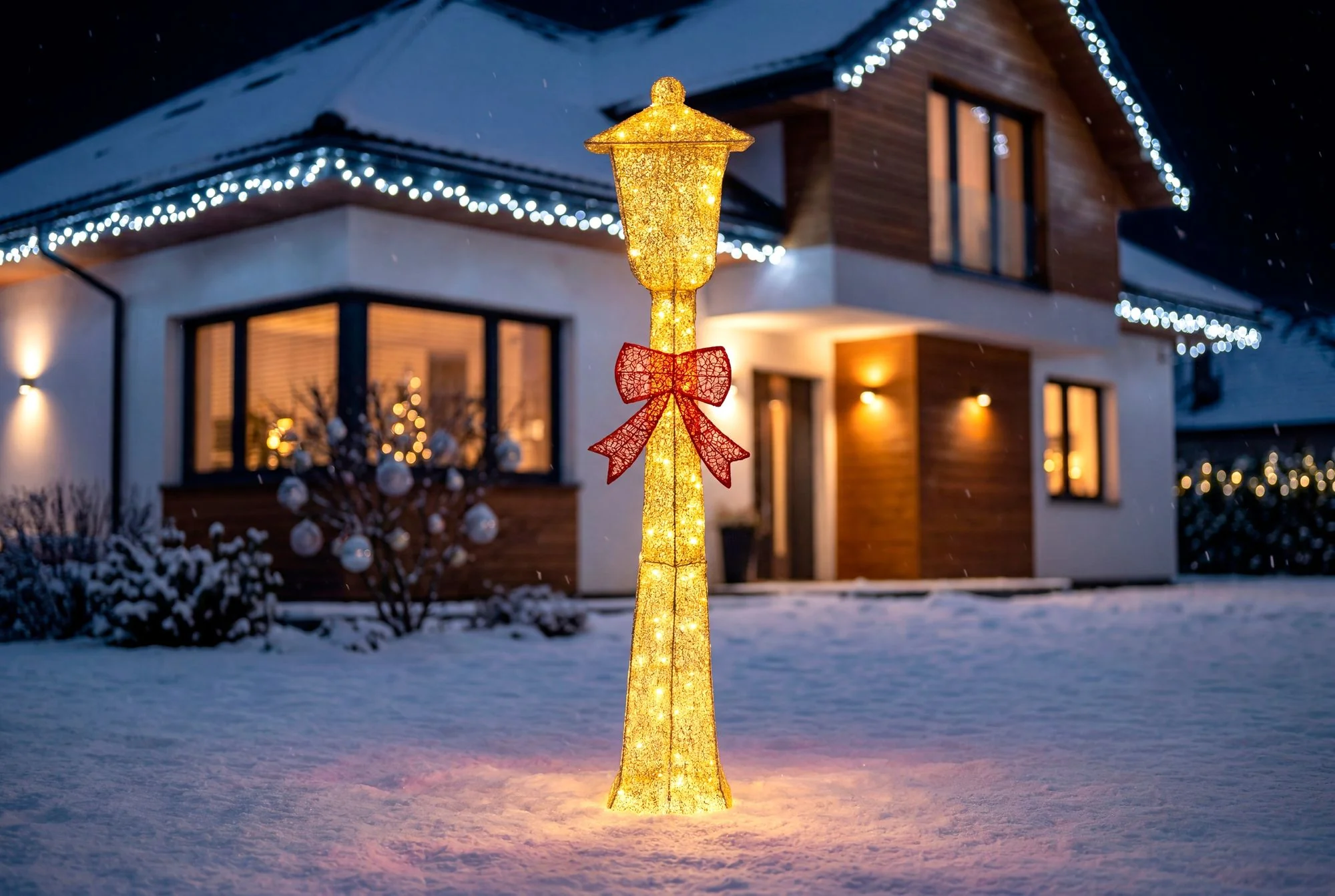 MagicHome vianočná LED pouličná lampa, 1 ks 110 LED teplá biela, IP44, 30x30x150 cm