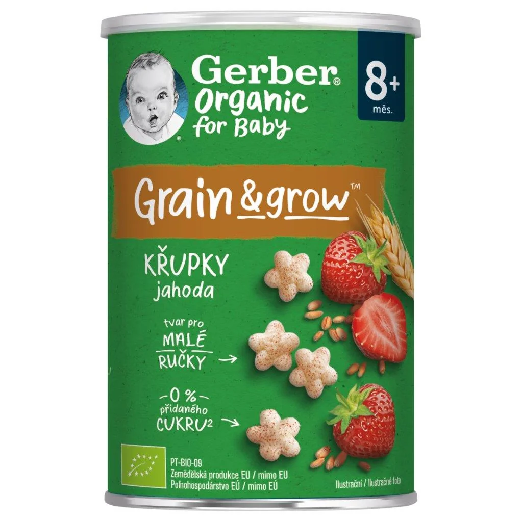 Gerber Organic CHRUMKY Pšeničné jahoda (od 8. mesiaca) 1x35 g 35 g