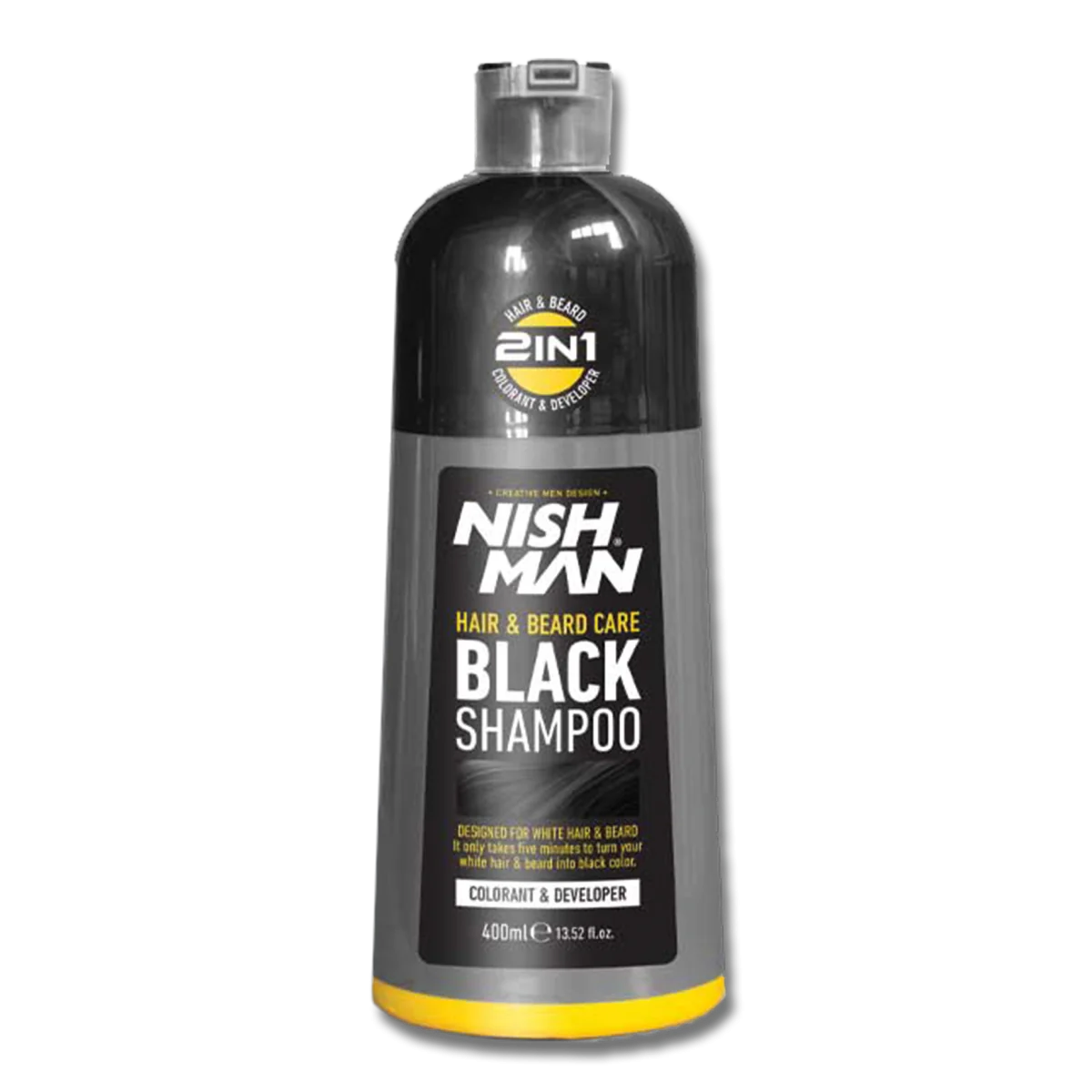 Čierny šampón na vlasy a bradu 2v1 Nishman Hair & Beard Black Shampoo 400ml
