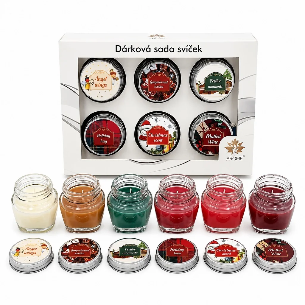 Set sviečok s prianím 28g v darčekovej krabičke, Winter, mix 6 ks