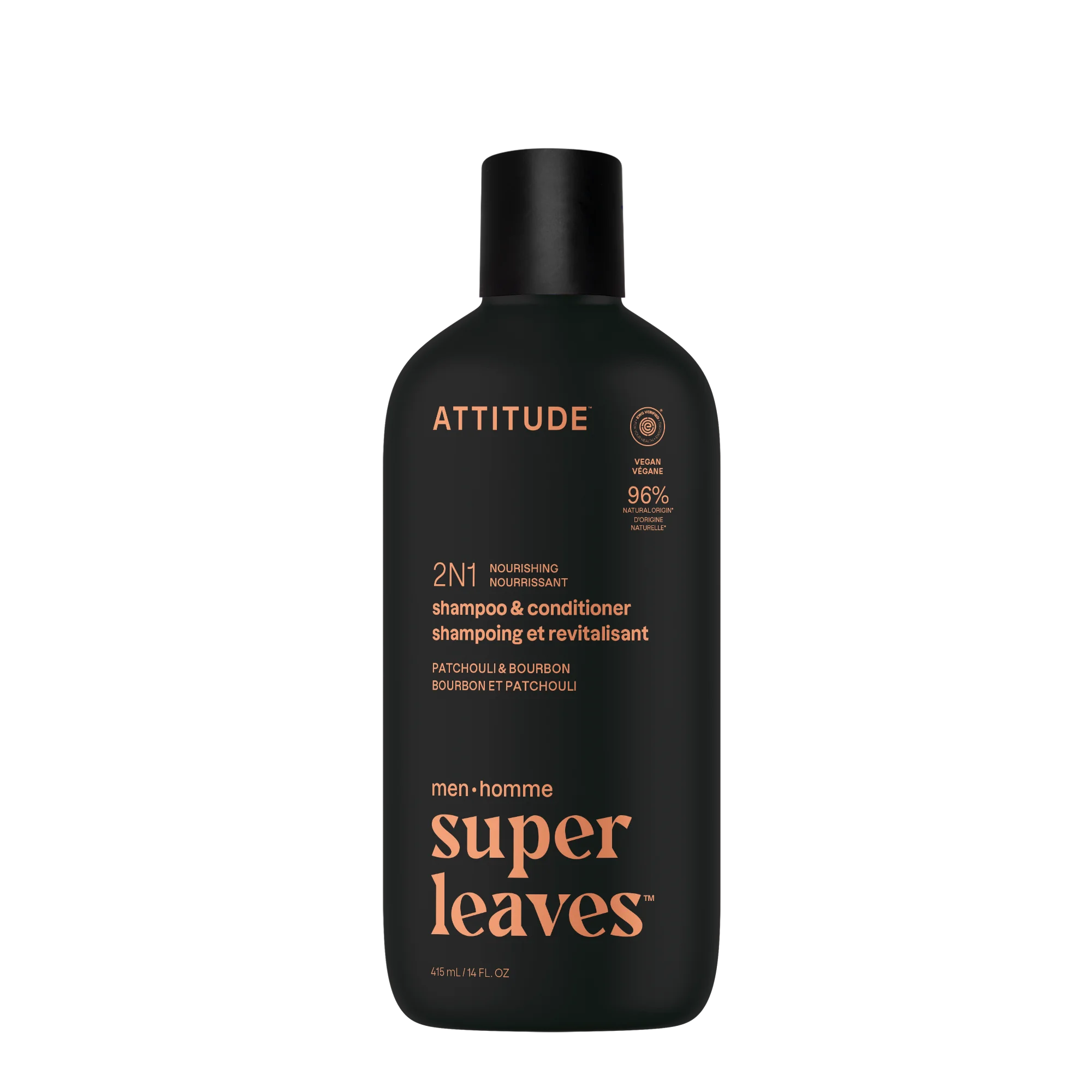 Pánsky vyživujúci šampón a kondicionér 2v1 ATTITUDE Super leaves - Pačuli a Bourbon 415 ml