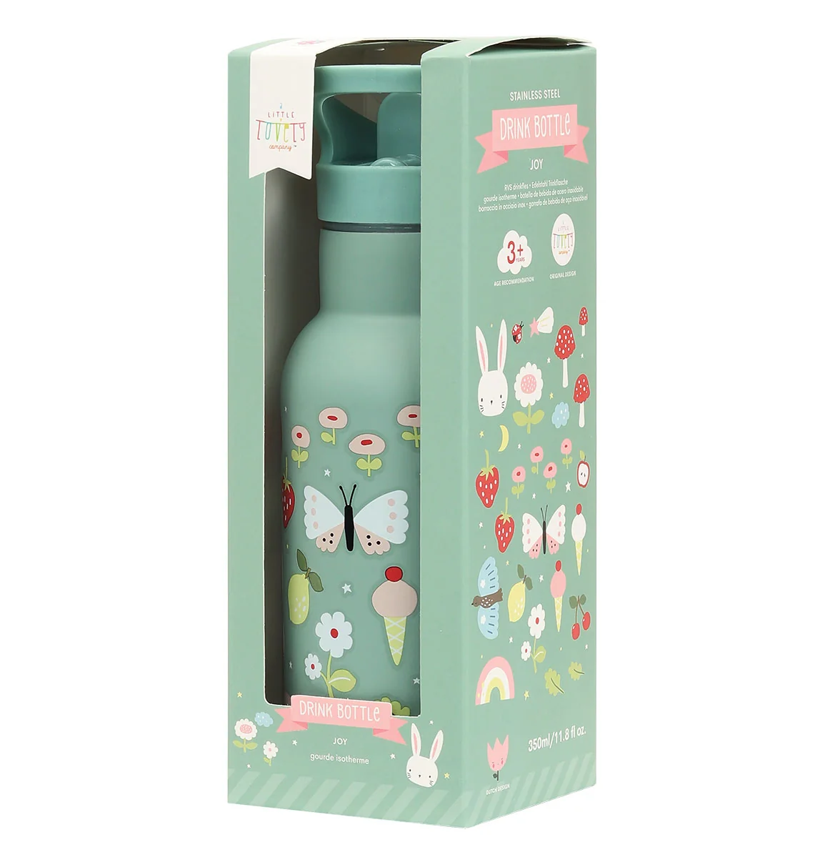 A Little Lovely Company - antikorová fľaša na pitie, 350 ml - radosť