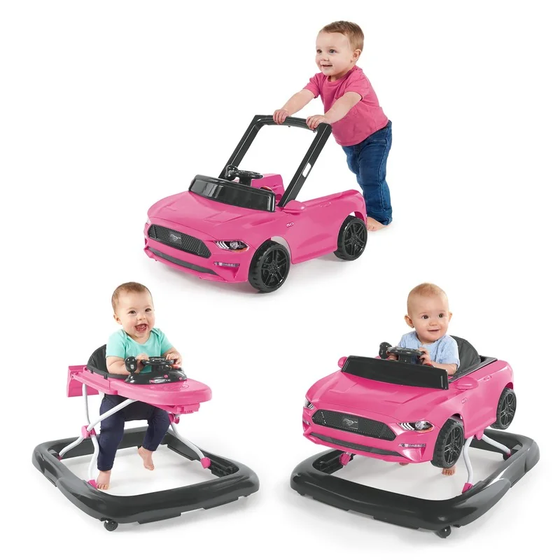 BRIGHT STARTS - Chodítko 3v1 Ford Mustang Pink 6m+, do 11kg