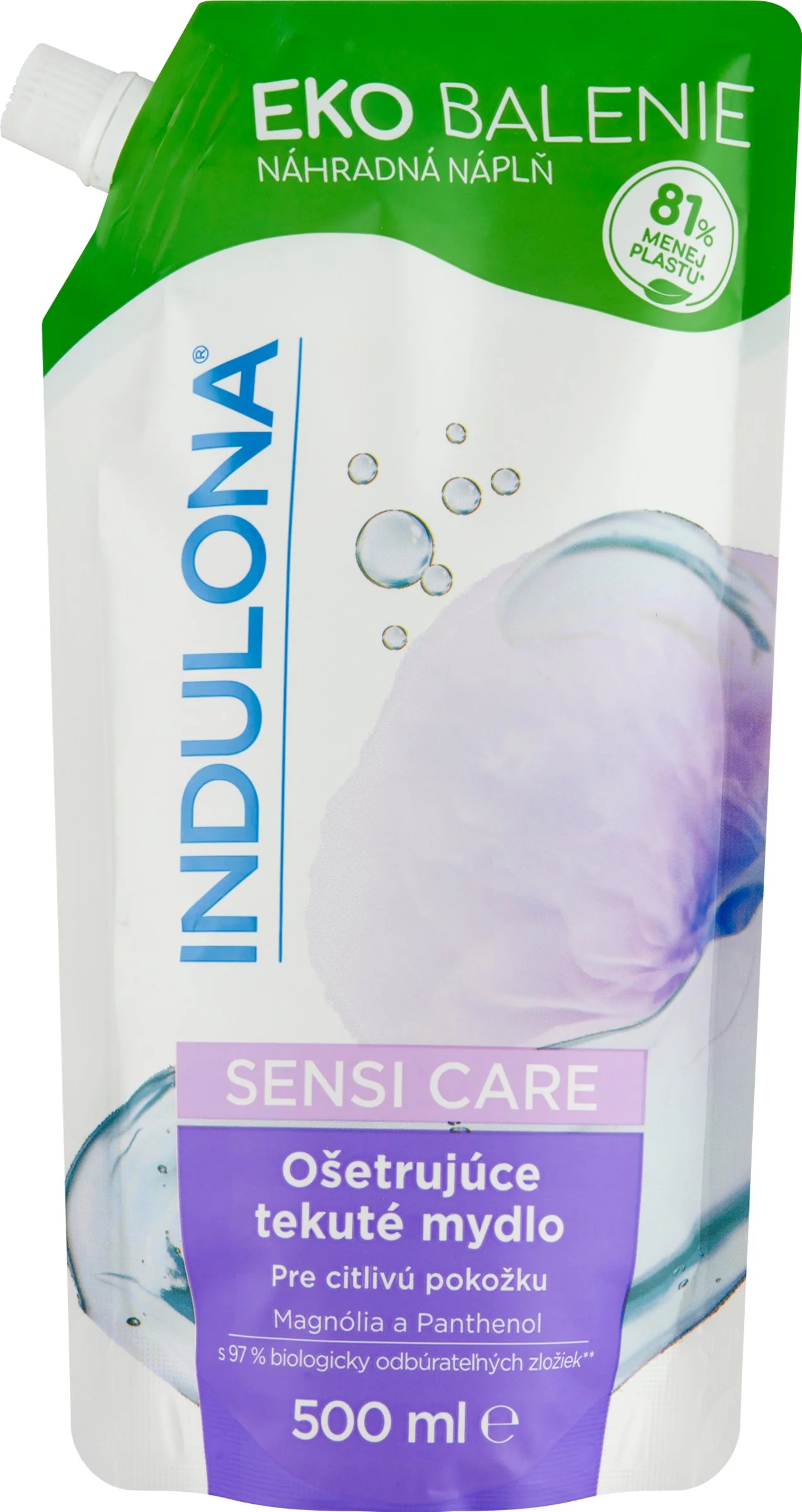 INDULONA Tekuté mydlo náhradná náplň SENSI CARE 500 ml 1×500 ml, tekuté mydlo