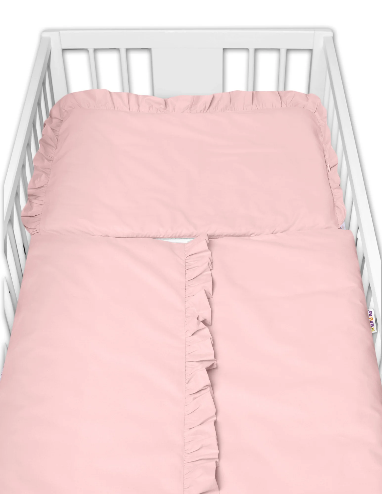 2-dielne bavlnené obliečky s volánikom SOFT, Baby Nellys, púdrovo ružové