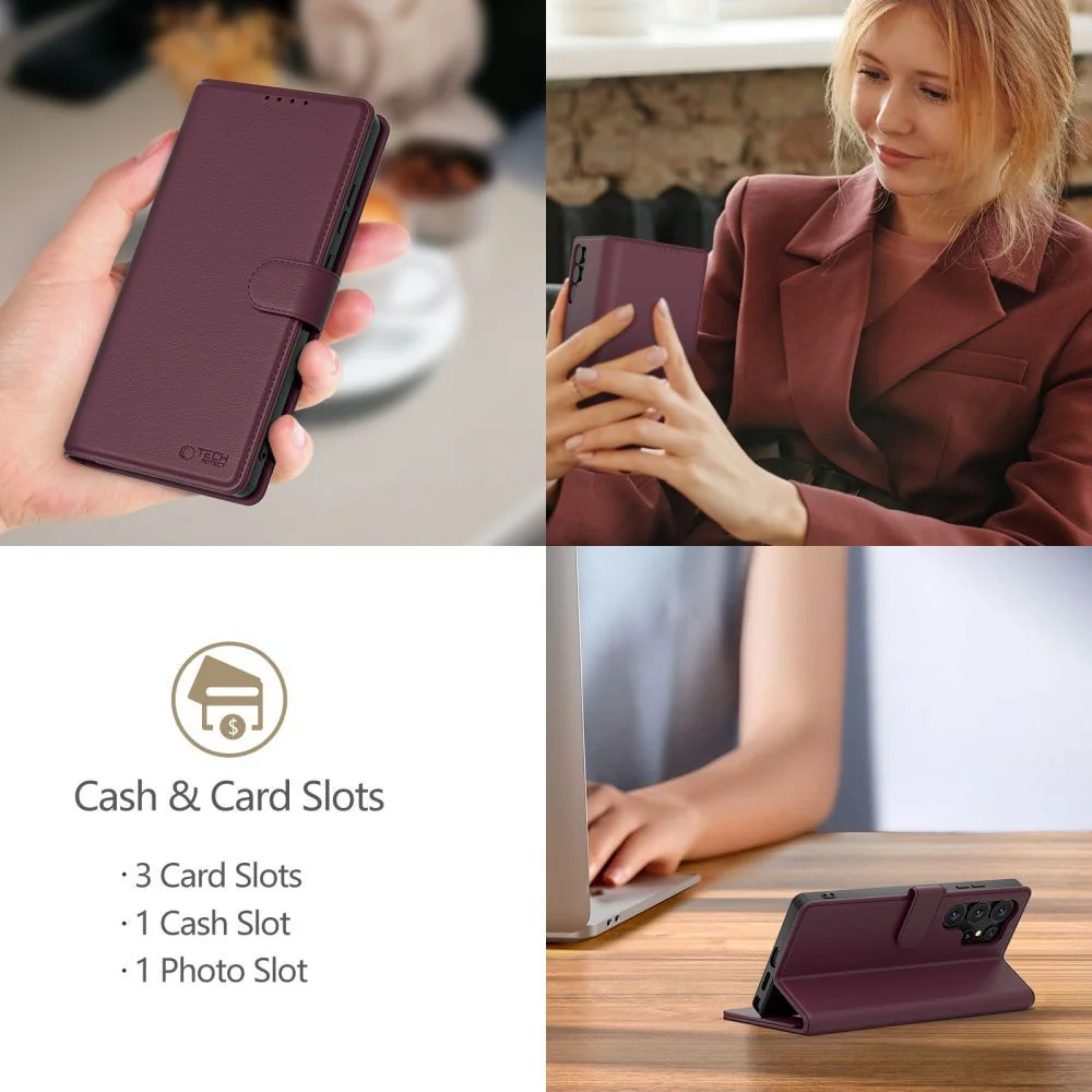 Tech-Protect Wallet knižkové puzdro na Samsung Galaxy A56 5G, bordové