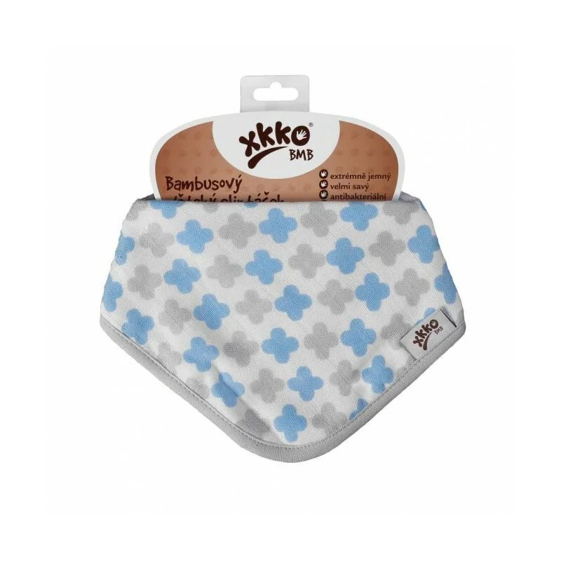 XKKO BMB bambusový detský slintáčik/šatka Scandinavian Baby Blue Cross