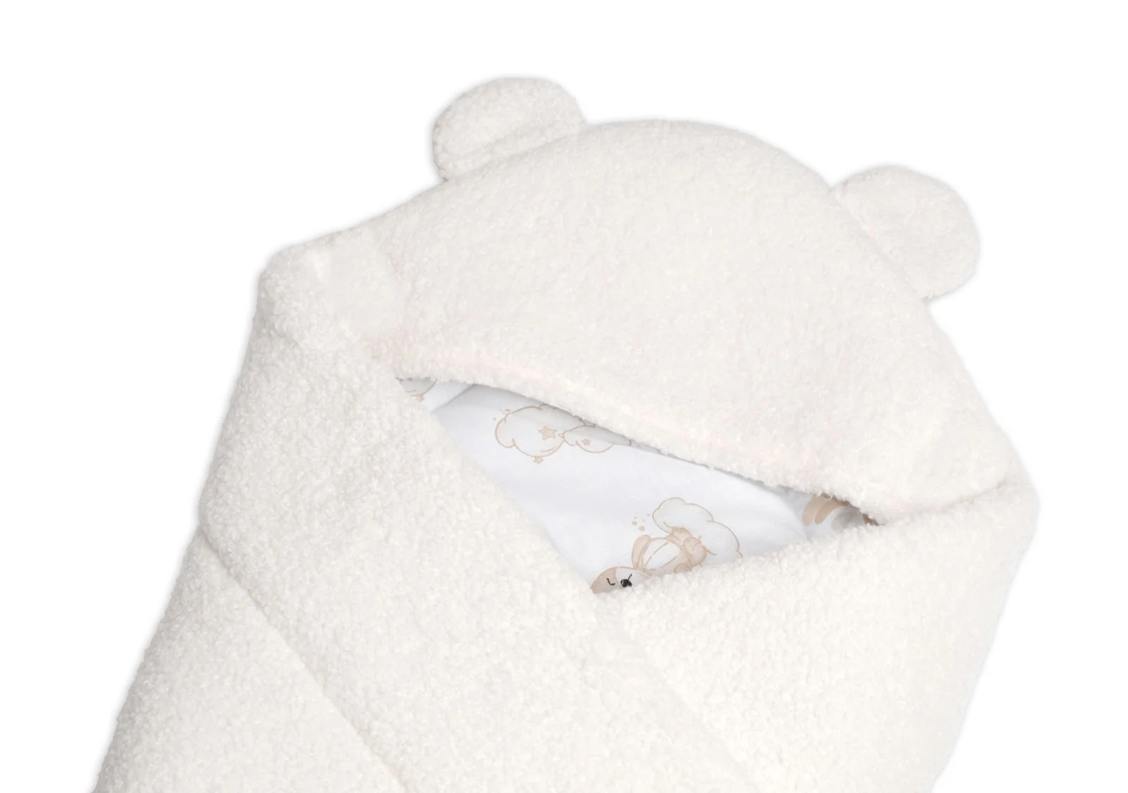 Baránková zavinovačka s kapucňou bavlna/baránok, Teddy - Medvedík smotana