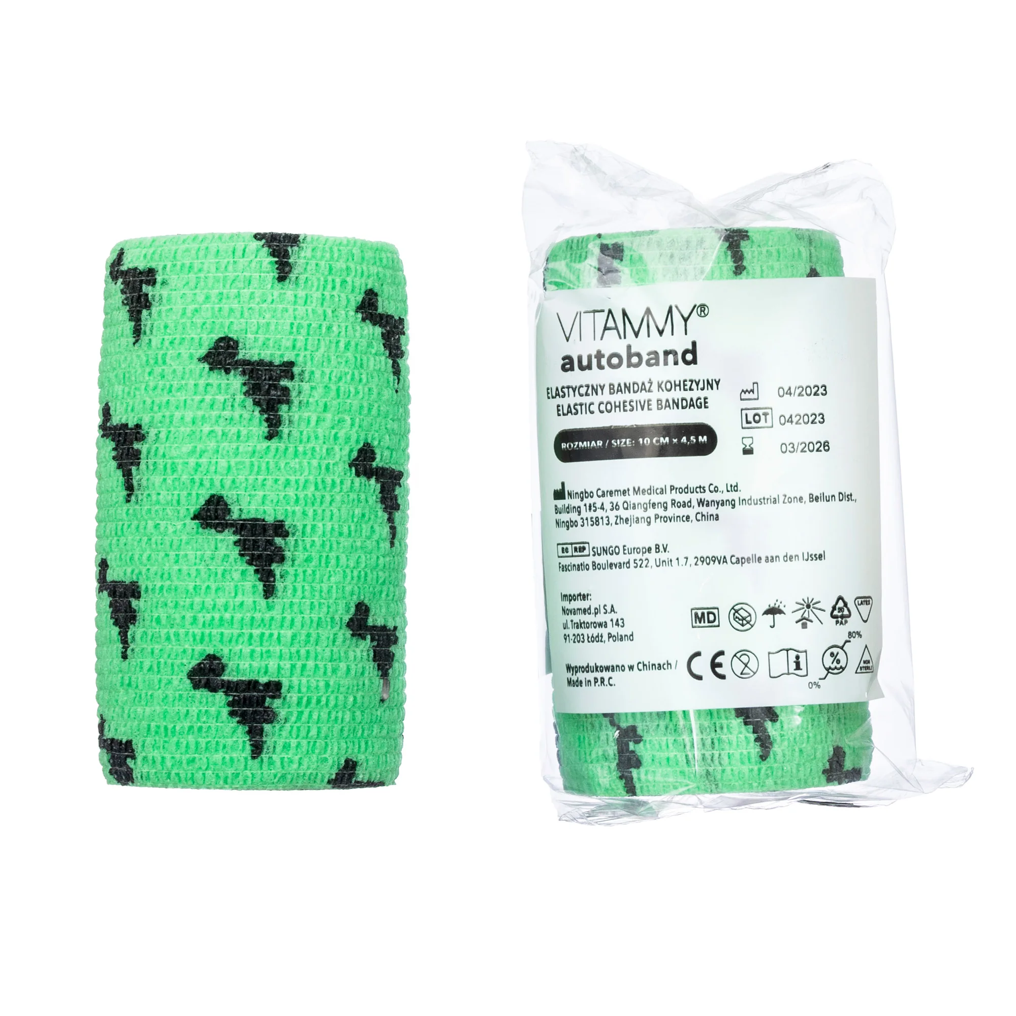 VITAMMY Autoband samolepiaca bandáž dinosauri, zelená 10 cm x 450 cm