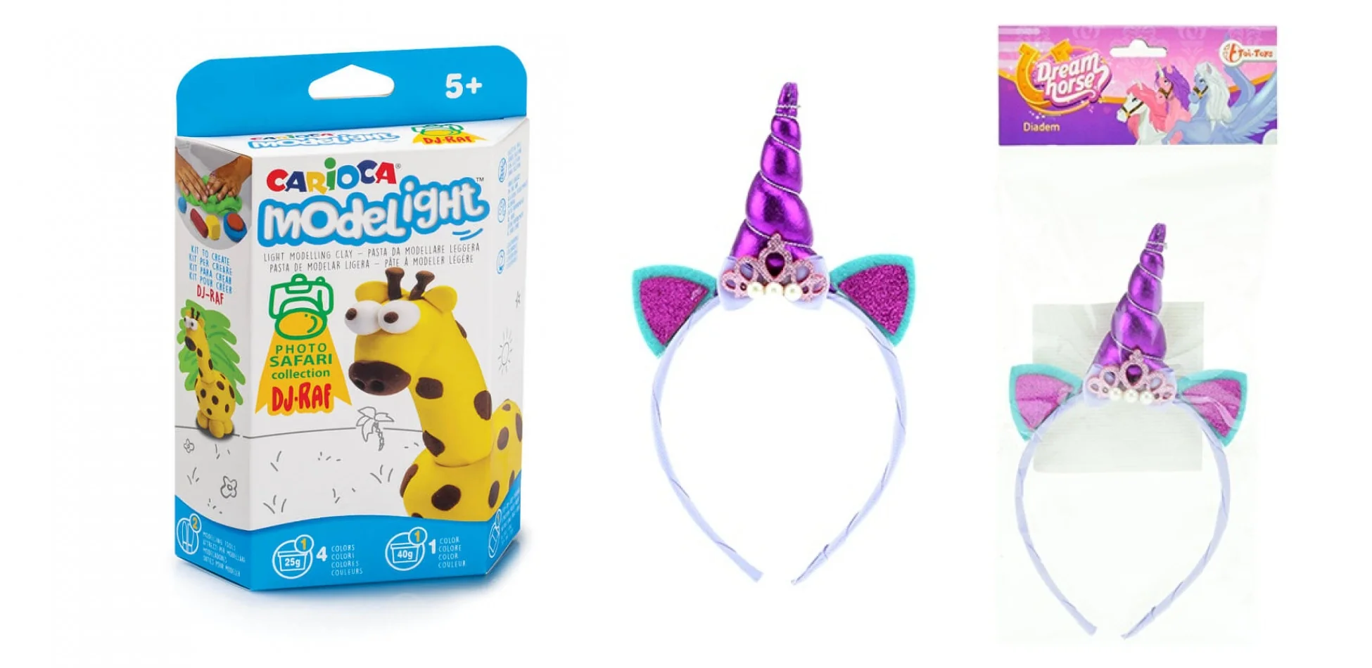 Čelenka jednorožec-Toi Toys + Modelovacia sada Carioca   safari zvieratá-CARIOCA