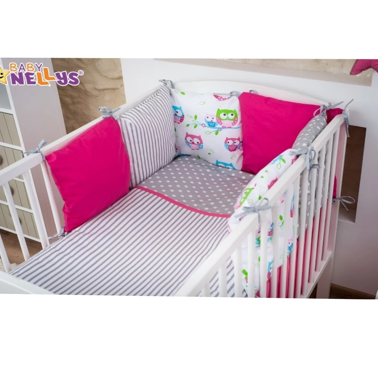 14-dielny set mega sada Be LOVE - Malina / sivá - sovička 