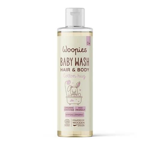 Woopies detský organický sprchový gél a šampón na vlasy 2v1 Cotton Hug Wooden Spoon 200ml